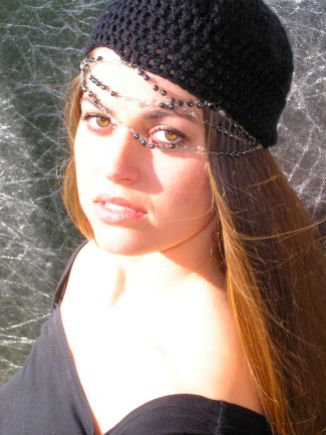 Beret with Chains - Organic Cotton and Recyclabe Beads