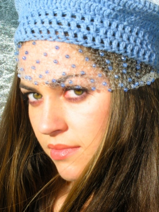 Beret with Veil - Organic Cotton and Recyclable Beads